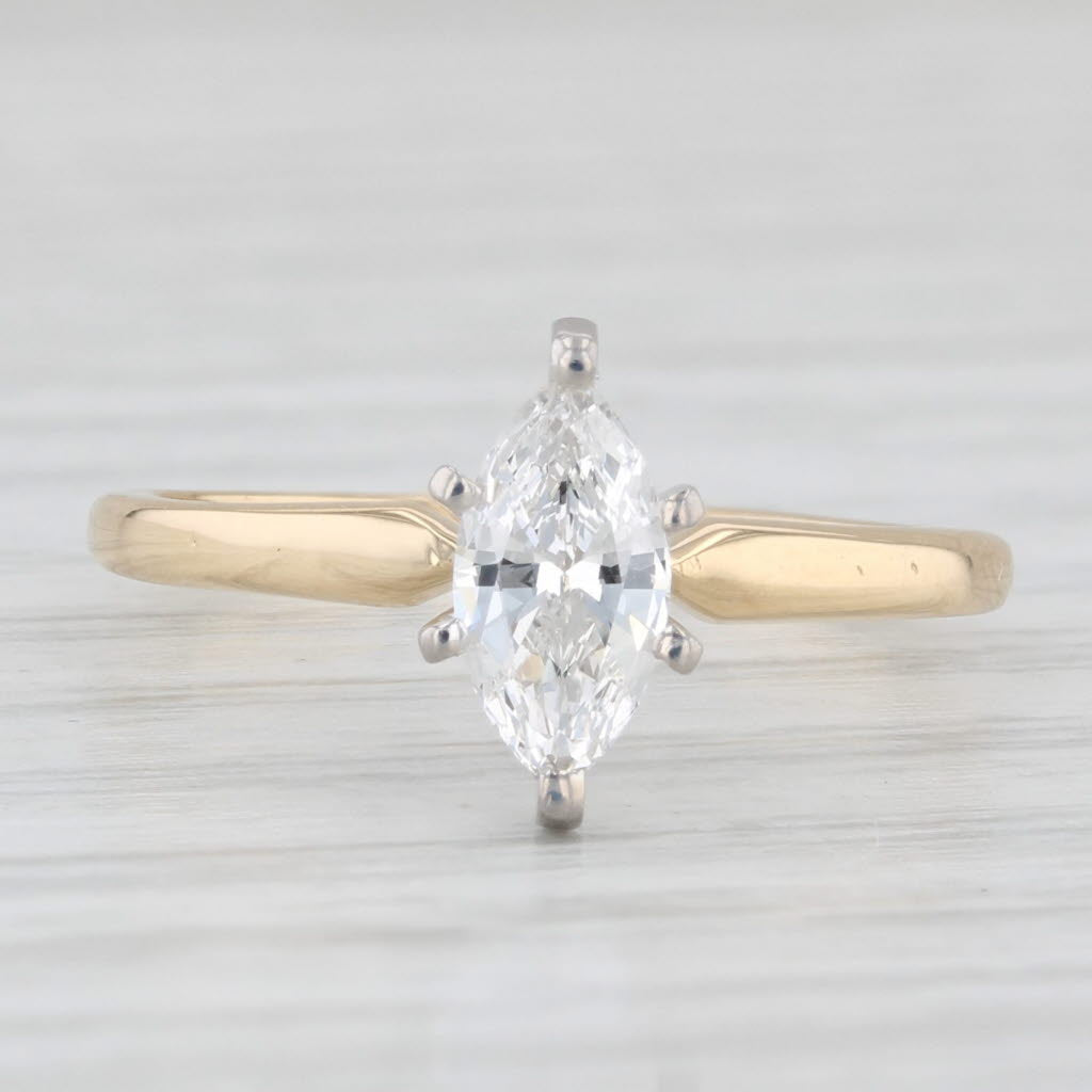 Light Gray 0.49ct Marquise Diamond Solitaire Engagement Ring 18k Gold Platinum Size 5.25