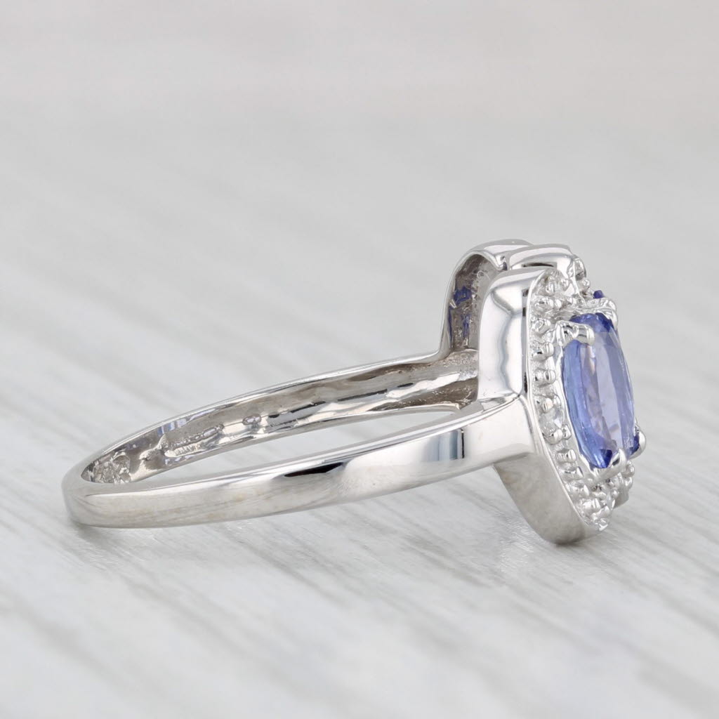 Light Gray 1.39ctw Tanzanite 3-Stone Diamond Ring 14k White Gold Size 6