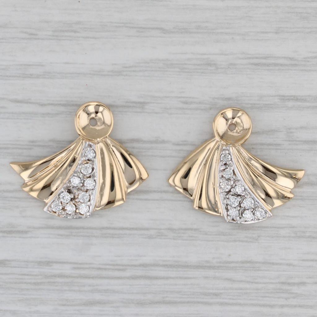 Gray 0.36ctw Diamond Fan Earring Enhancer Charms 14k Yellow Gold