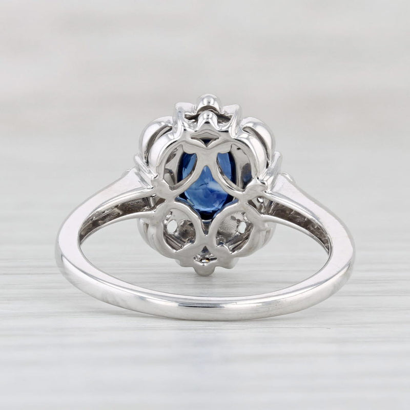 Light Gray New Beverley K 0.91ctw Blue Sapphire Diamond Halo Ring Size 6.75 14k White Gold