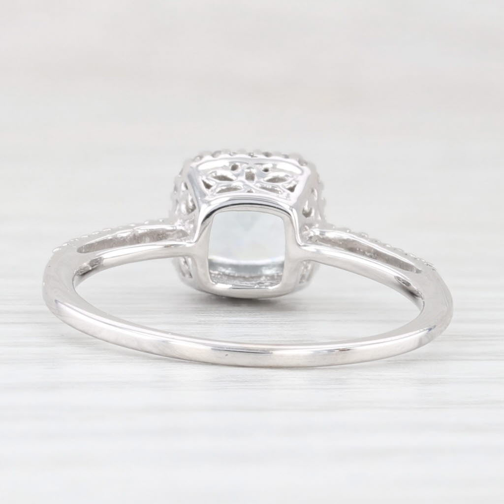 Lavender 0.88ctw Aquamarine Diamond Halo Ring 10k White Gold Size 7 Engagement