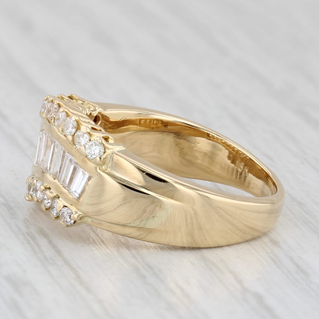 Light Gray 1.04ctw Baguette Diamond Ring 18k Yellow Gold Size 6.75 Contoured Band