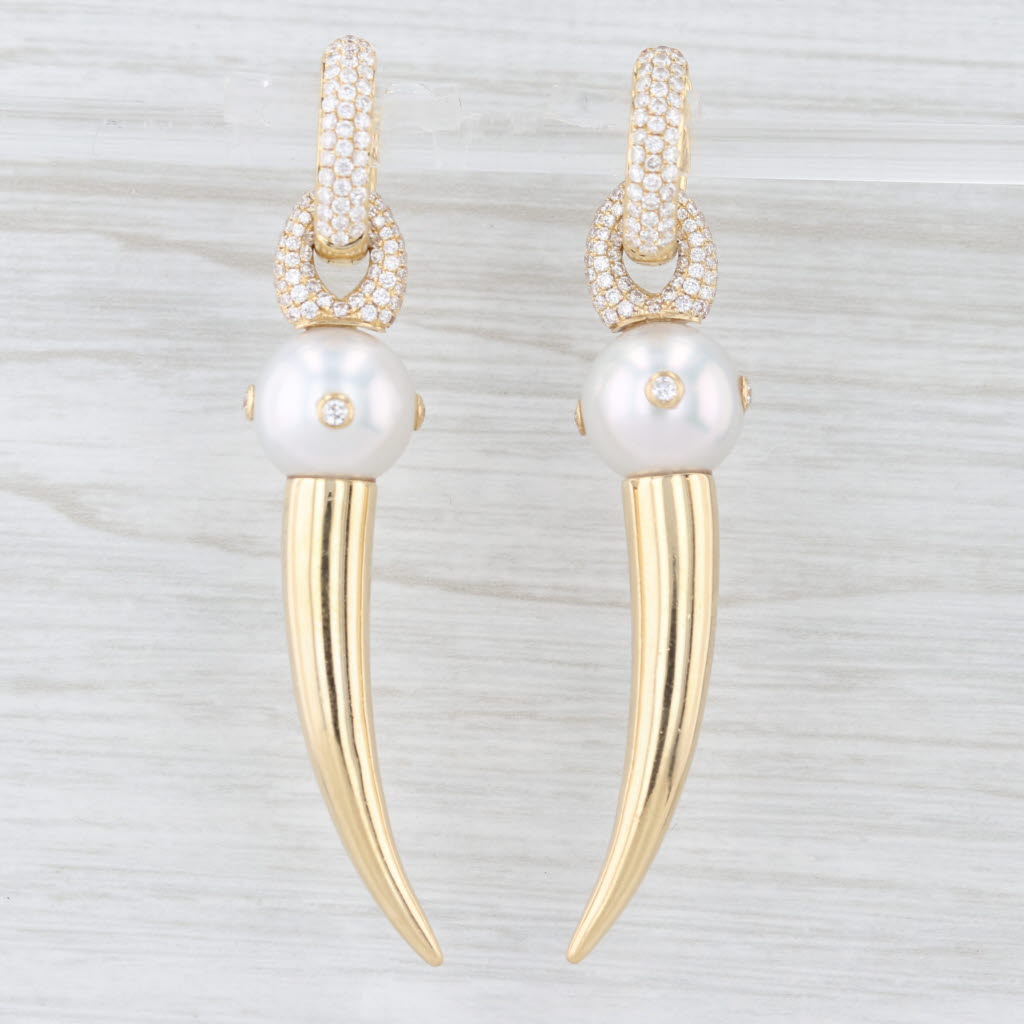 Light Gray New 2.26ctw Diamond Claw Convertible Earrings 18k Gold Giselle 5 Rosa Va Parys