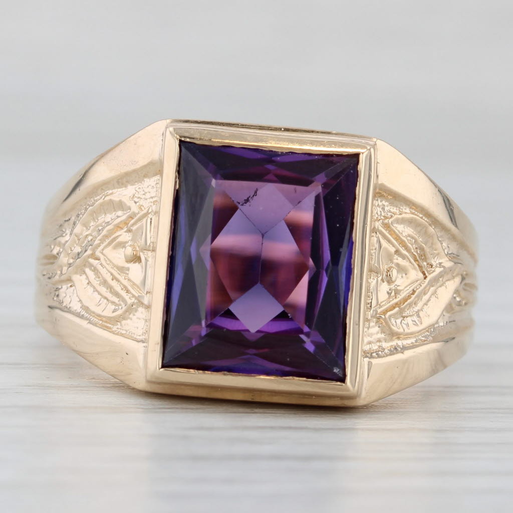 Light Gray 6ct Lab Created Purple Sapphire Solitaire Ring 14k Yellow Gold Size 12