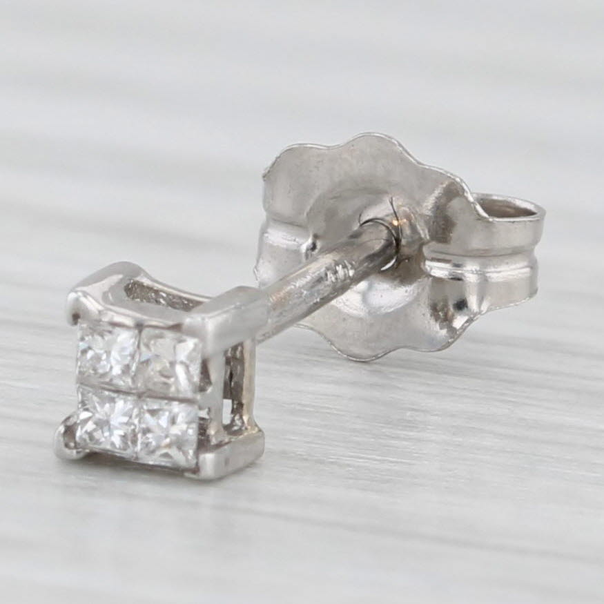 Light Gray Single Small Diamond Stud Earring 14k White Gold