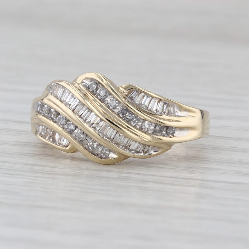 0.49ctw Diamond Scalloped Croissant Ring 10k Yellow Gold Size 9