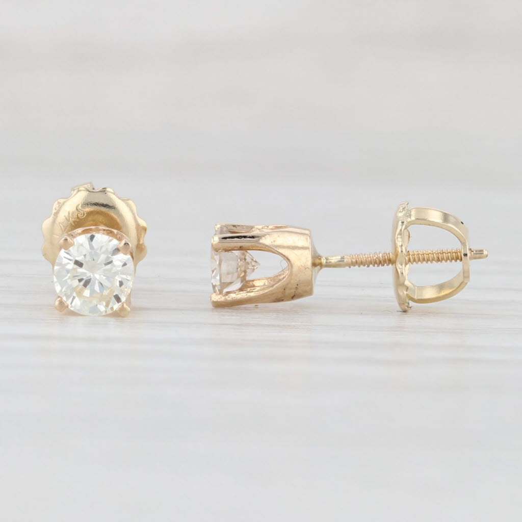 Light Gray 0.50ctw Diamond Stud Earrings 14k Yellow Gold Round Solitaire Screw Backs Studs