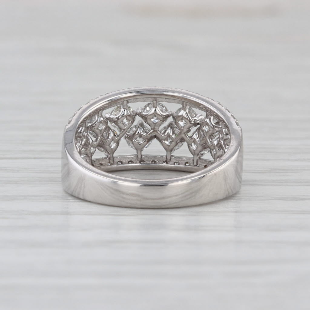 0.86ctw Diamonds Ring 14k White Gold Size 4.5 Anniversary Band