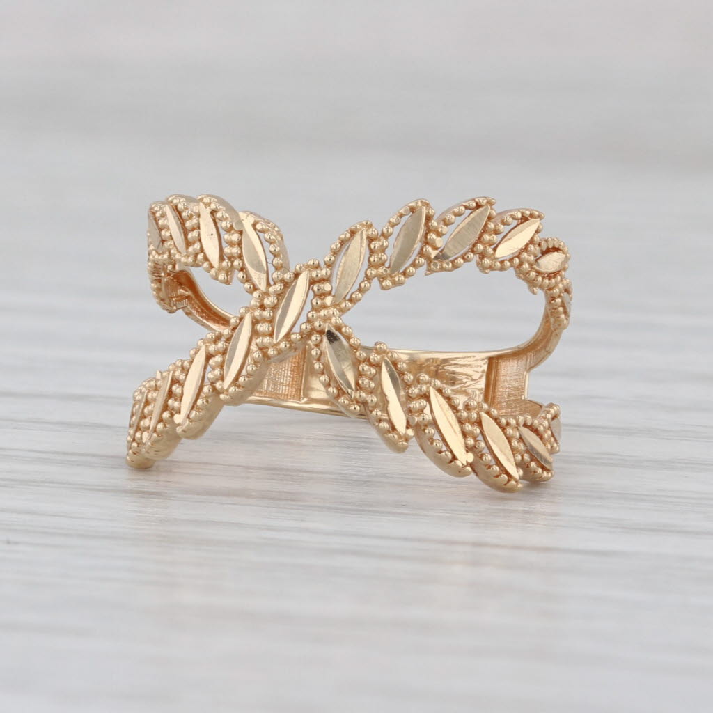 Fancy X Cross Over Double Band Ring 18k Yellow Gold Statement