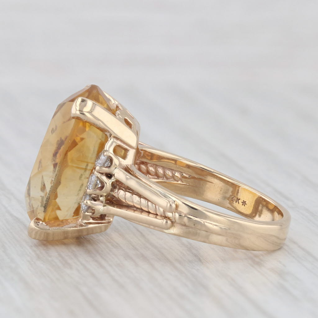 Light Gray 9.70ctw Oval Citrine Diamond Ring 14k Yellow Gold Size 6