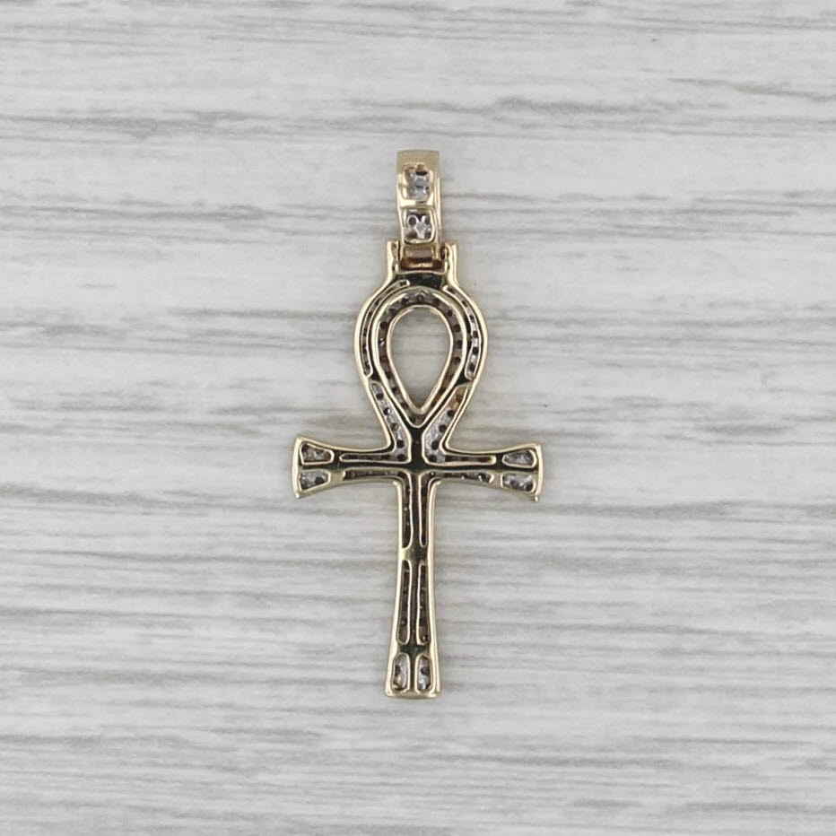 0.27ctw Diamond Ankh Cross Pendant 10k Yellow Gold