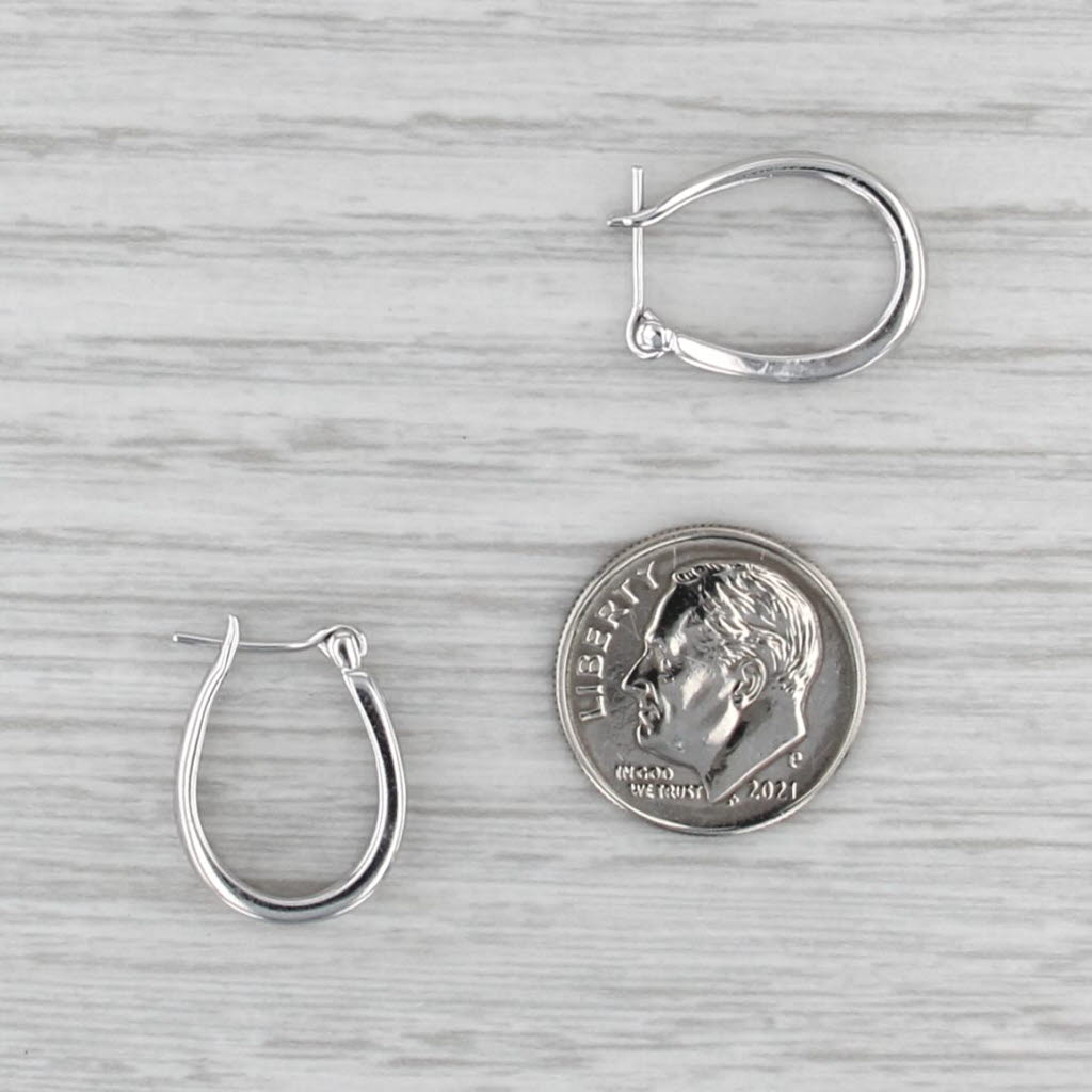 0.22ctw Diamond Hoop Earrings 14k White Gold Oval Hoops Snap Top