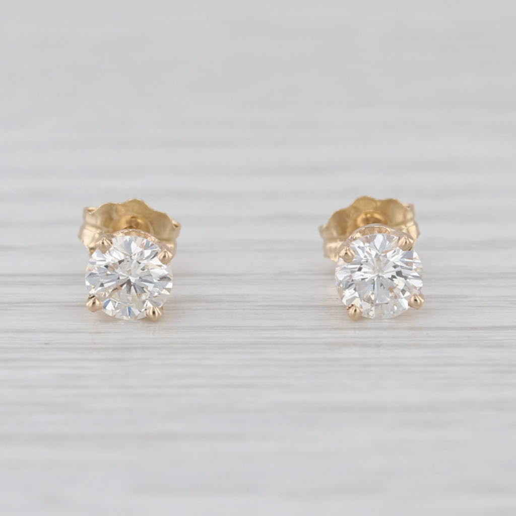 0.67ctw Round Diamond Solitaire Stud Earrings 14k Yellow Gold Studs