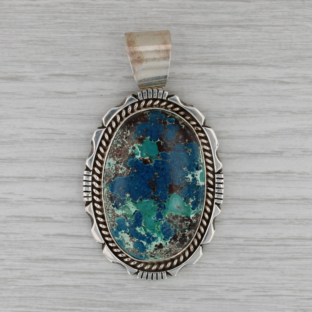 Eddie Secatero Navajo Azurite Turquiose Pendant Sterling Silver Native American