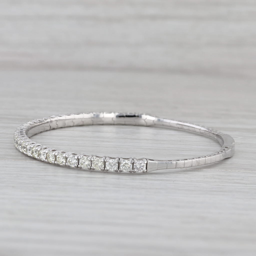 Gray New 1ctw Diamond Flexible Bangle Tennis Bracelet 14k White Gold 6.75"