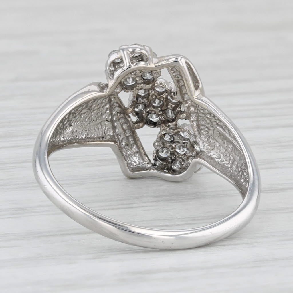 Light Gray 0.33ctw Diamond Cluster Bypass Ring 10k White Gold Size 7.25