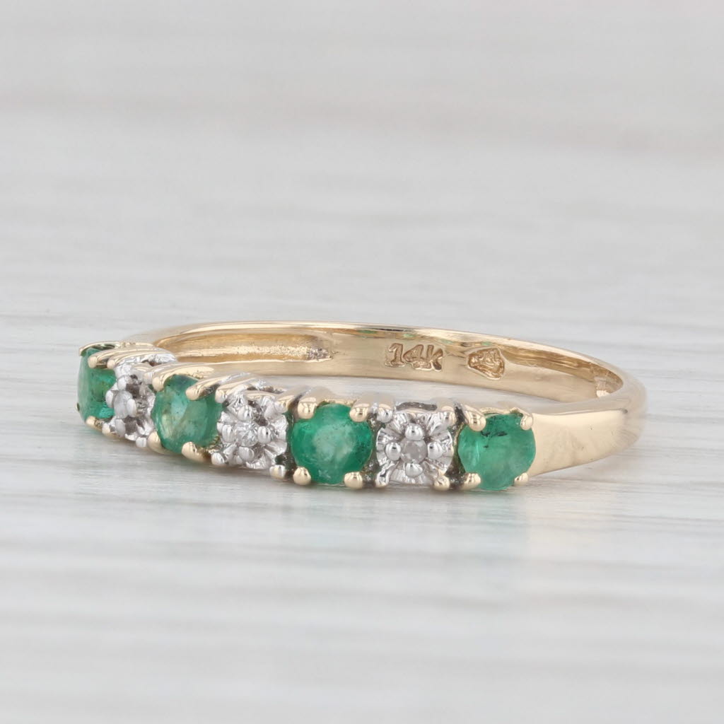 Light Gray 0.34ctw Emerald Diamond Ring 14k Yellow Gold Size 6.25 Stackable Wedding Band