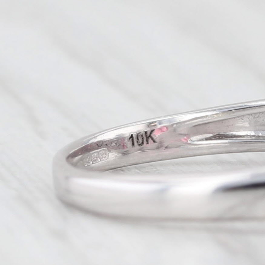 Light Gray 1.41ctw Rubellite 3-Stone Ring 10k White Gold Size 5.25 Diamond Accents
