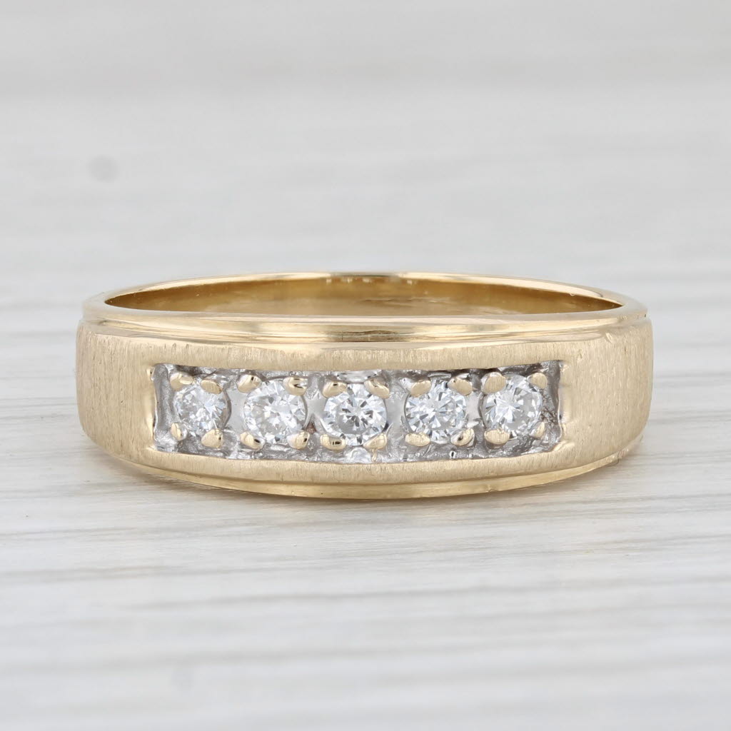 Light Gray 0.25ctw Diamond Ring 14k Yellow Gold Size 9.5 Men's Wedding Band