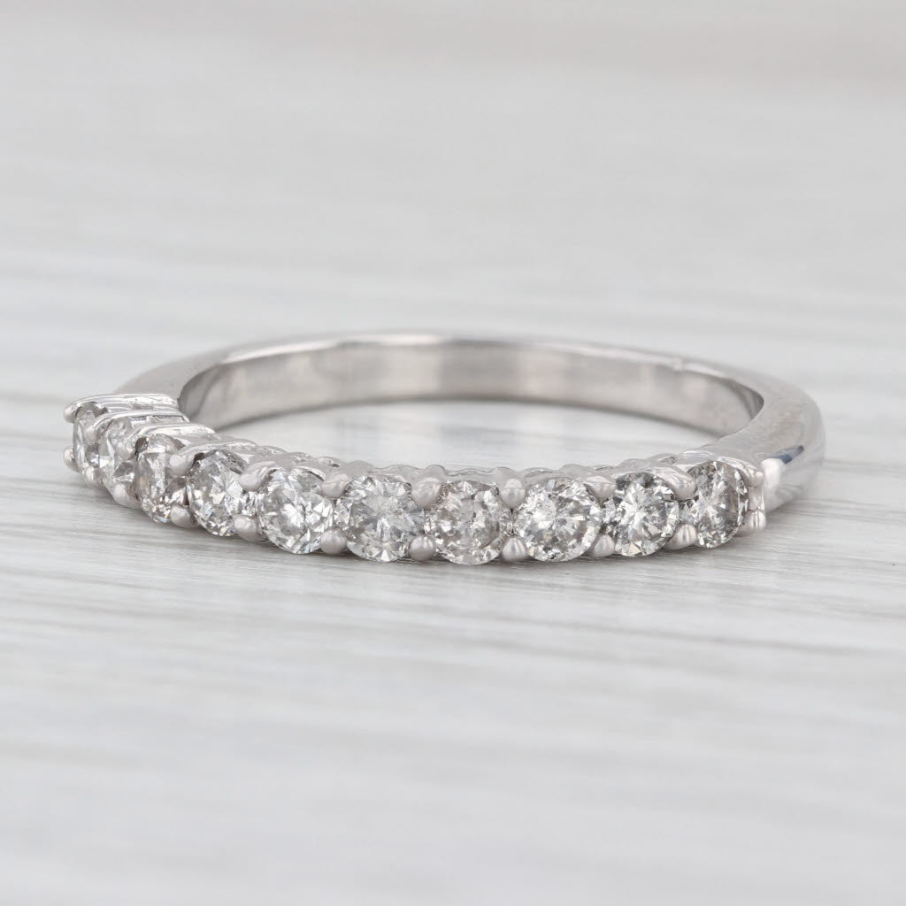 0.90ctw Diamond Wedding Band 14k White Gold Size 10 Stackable Annivesary Ring