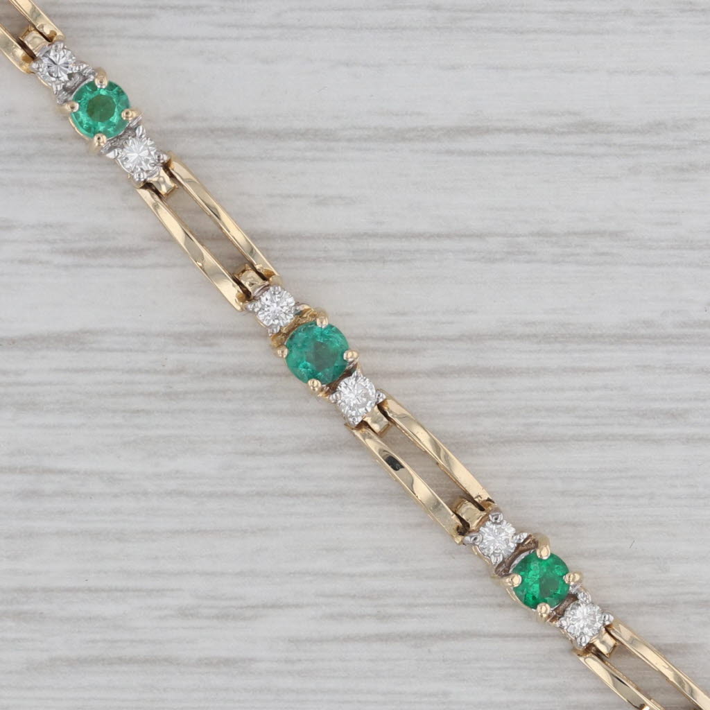 Gray 1.70ctw Emerald Diamond Bracelet 14k Yellow Gold 7" 3.9mm