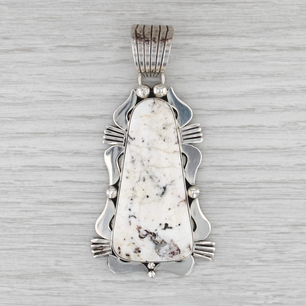 Spencer Navajo White Buffalo Howlite Pendant Sterling Silver Native American