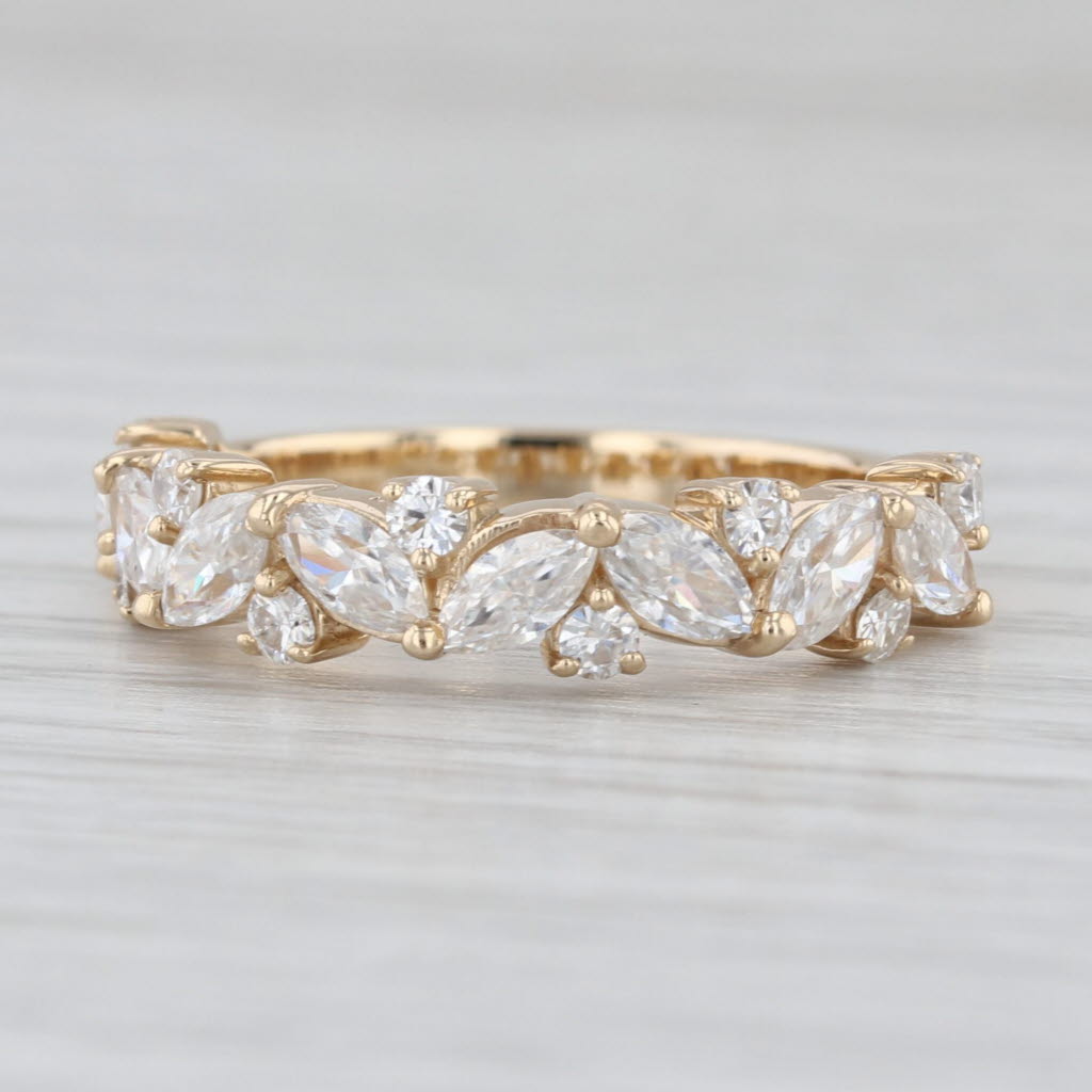 1.47ctw Moissanite Wedding Anniversary Ring 14k Gold Stackable Band Size 7.5