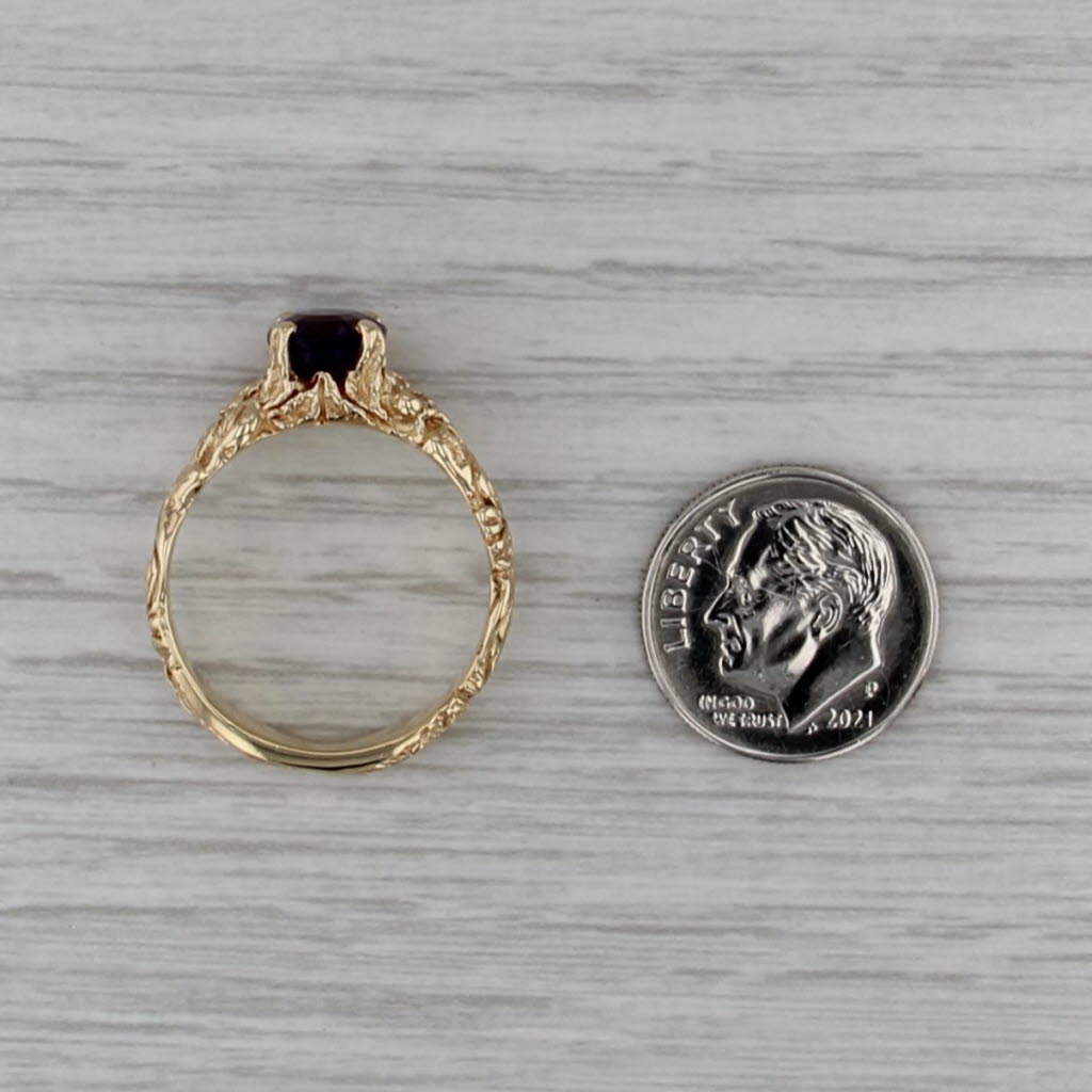 1.74ctw Oval Amethyst Diamond Ornate Ring 14k Yellow Gold Size 8.75-9 Floral