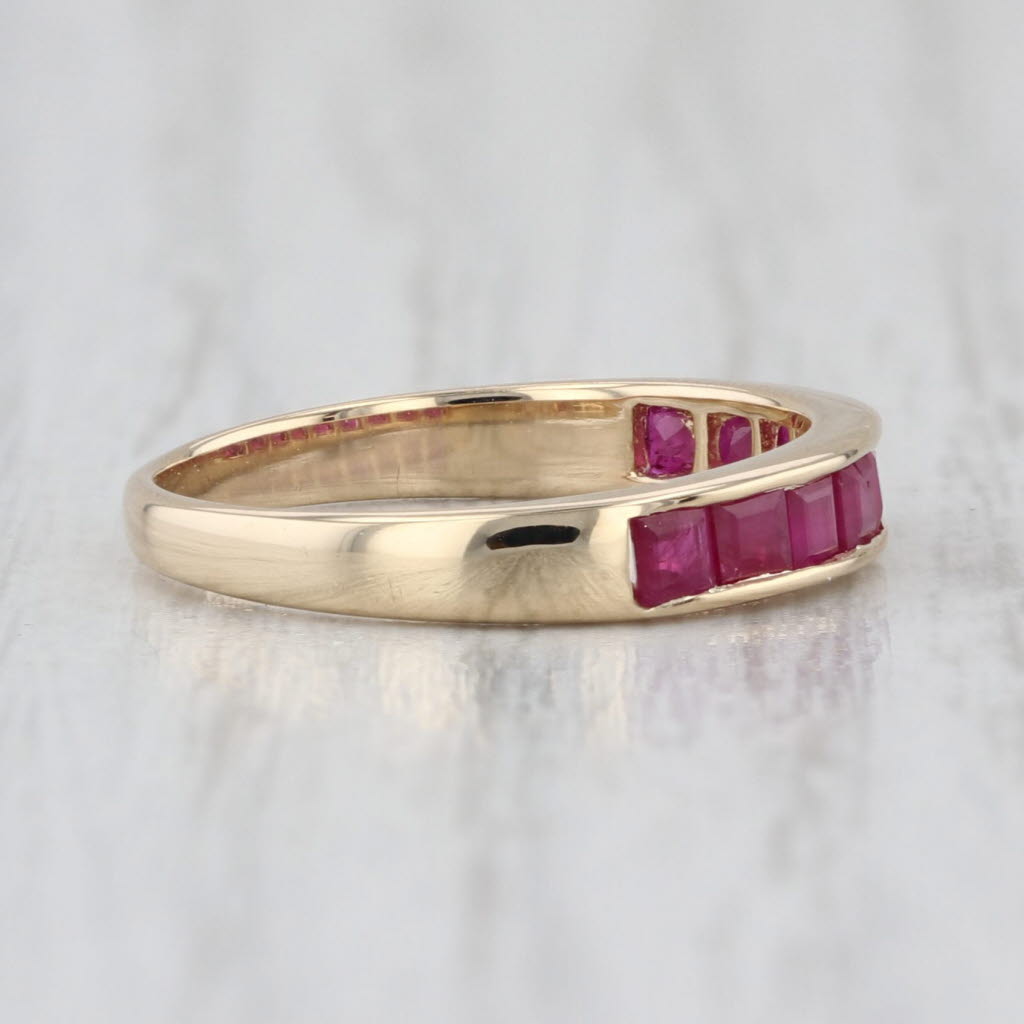 0.75ctw Ruby Ring 14k Yellow Gold Sz 4 Channel Set Square Stackable Wedding Band