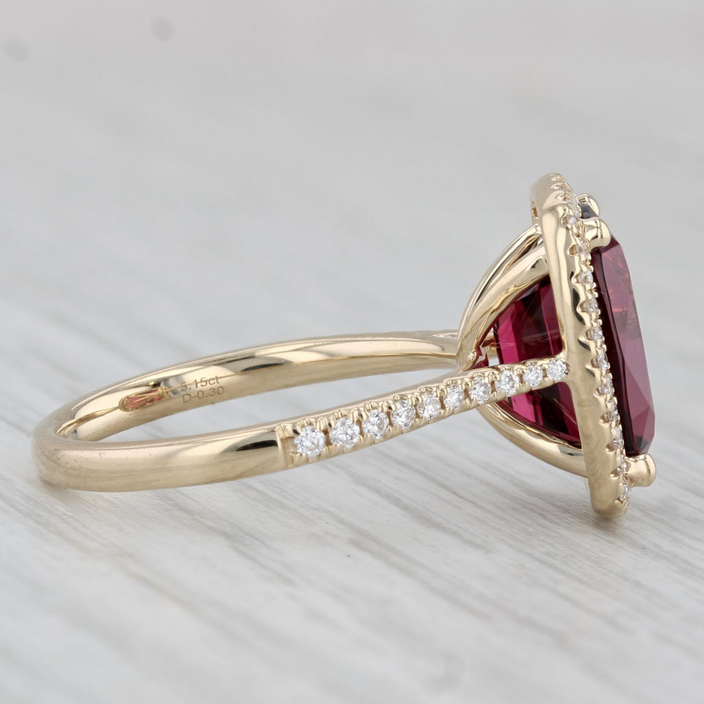Gray 5.45ctw Rhodolite Garnet Diamond Halo Ring 14k Yellow Gold Size 6.5 Gem Zar