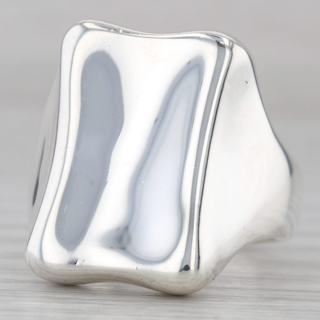 Light Gray Concave Contoured Statement Ring Sterling Silver Size 9