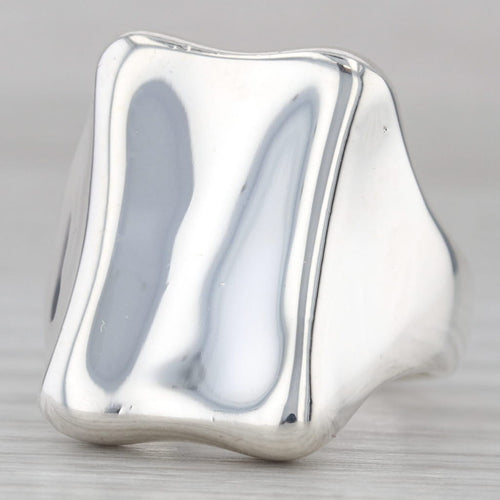 Light Gray Concave Contoured Statement Ring Sterling Silver Size 9