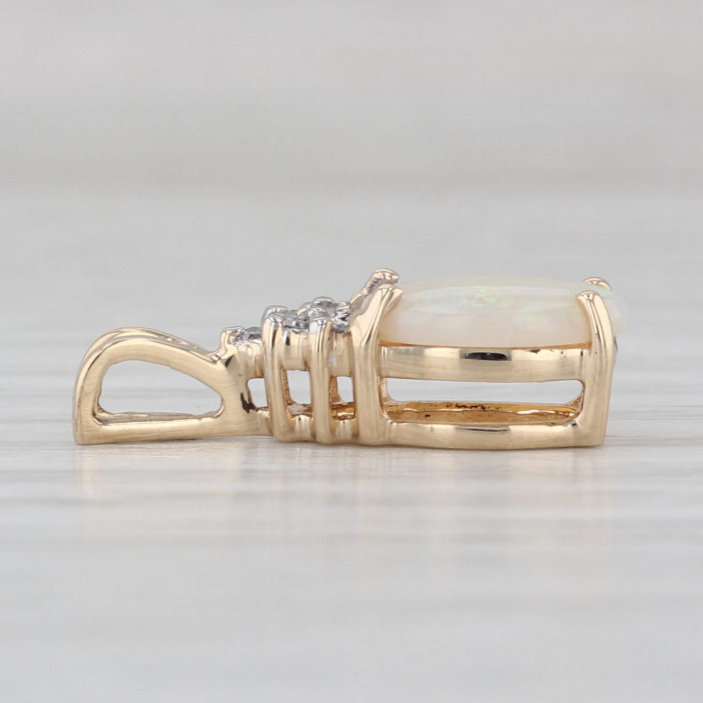 Opal Diamond Teardrop Pendant 14k Yellow Gold