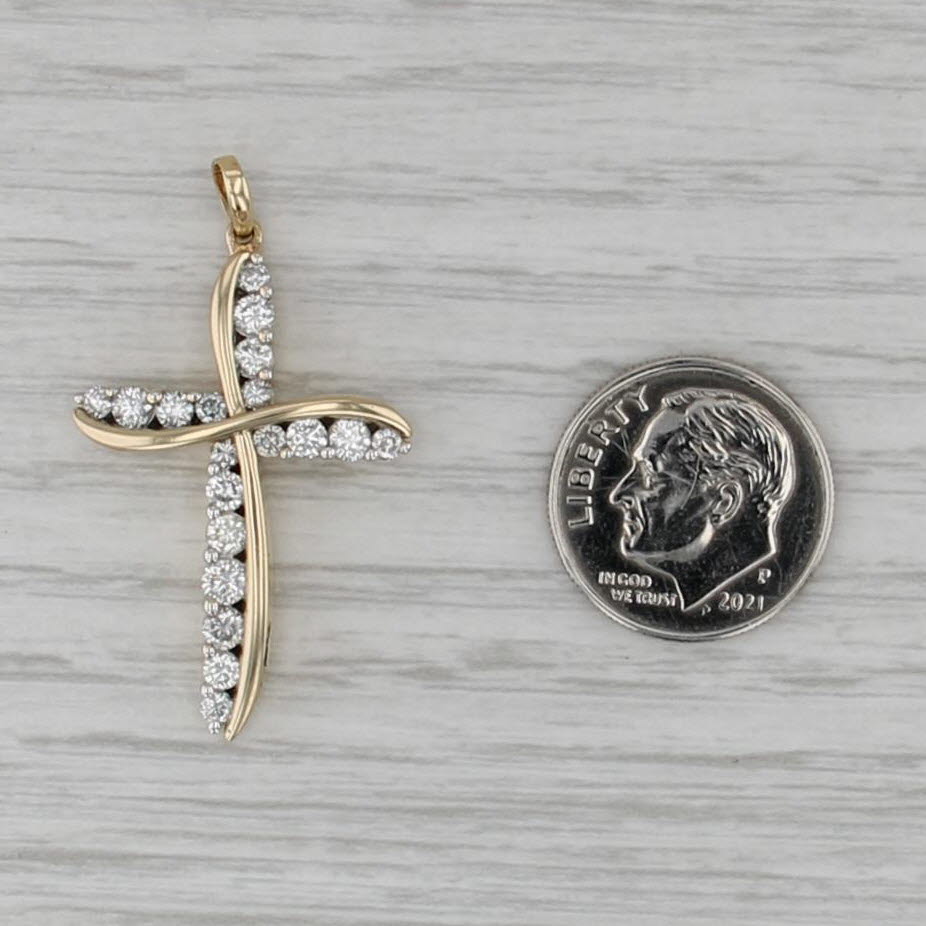0.80ctw Diamond Cross Pendant 14k Yellow Gold