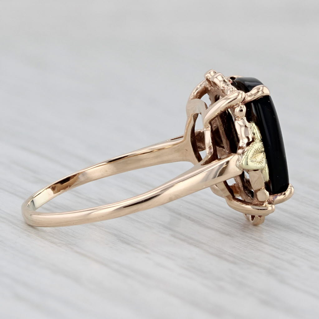 Light Gray Vintage Onyx Ring 10k Tri-toned Gold Size 7.5 Cushion Solitaire