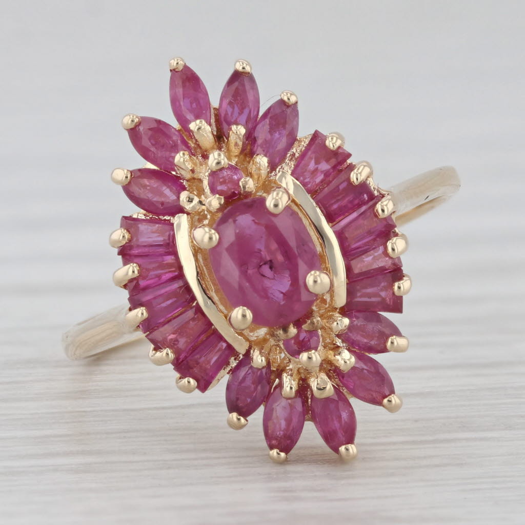 Light Gray 1.66ctw Ruby Halo Ring 14k Yellow Gold Size 5.5