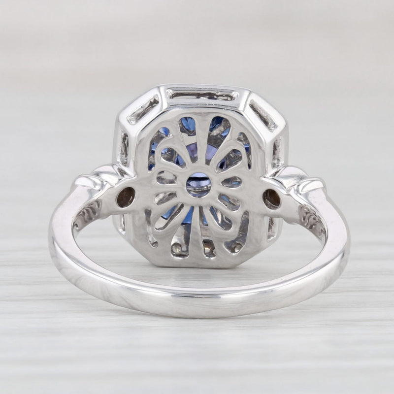 Light Gray New Beverley K 1.40ctw Sapphire Diamond Halo Ring 14k Gold Engagement Size 7