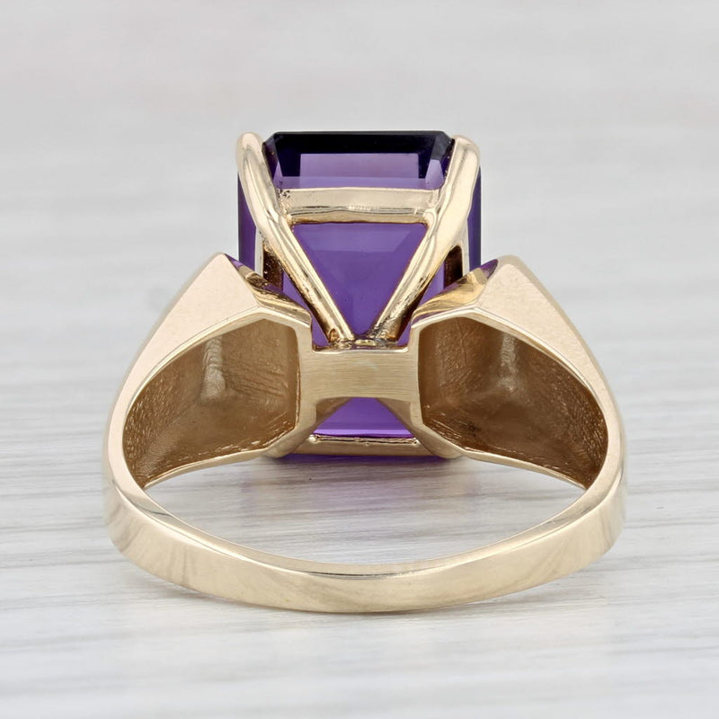 6.65ct Amethyst Emerald Cut Solitaire Ring 10k Yellow Gold Size 9
