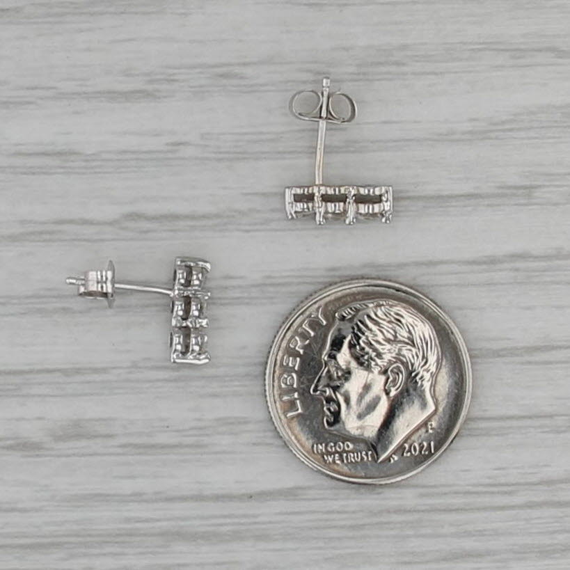 0.20ctw 3-Stone Diamond Journey Stud Earrings 14k White Gold Studs