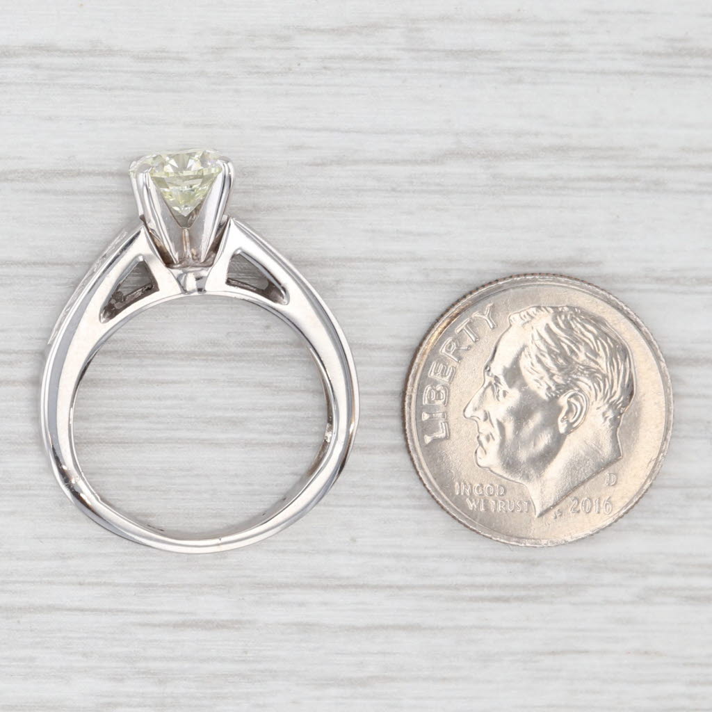 Light Gray 1.69ctw Round Diamond Engagement Ring 14k White Gold Size 5.5 Cathedral Band