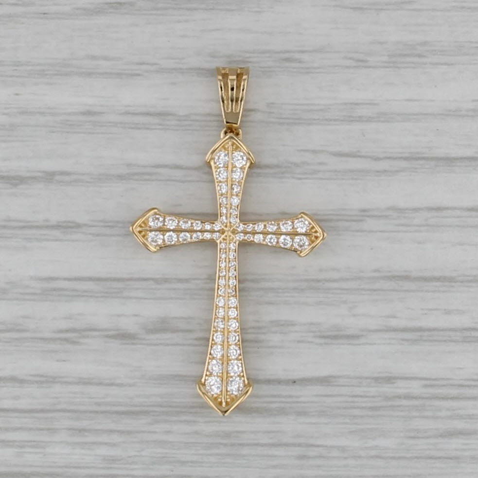 0.40ctw Cubic Zirconia Tapering Cross Pendant 18k Yellow Gold