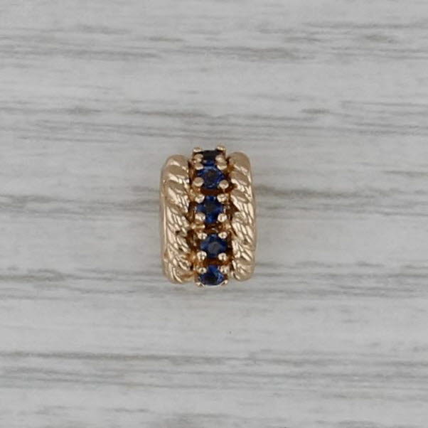 0.20ctw Blue Sapphire Slide Bracelet Charm 14k Yellow Gold Vintage DJI