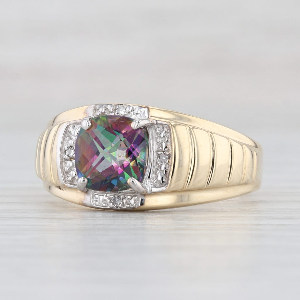 Light Gray 2.90ct Mystic Topaz Diamond Ring 10k Yellow Gold Size 12.5 Men's