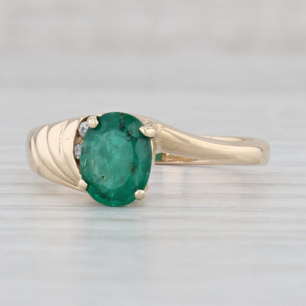 Light Gray 1.02ctw Oval Emerald Diamond Ring 10k Yellow Gold Size 8.5 Bypass