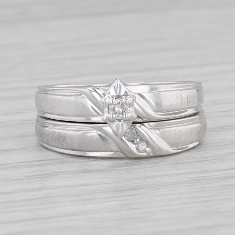 Gray Diamond Engagement Ring Wedding Band Bridal Set 10k White Gold Size 7