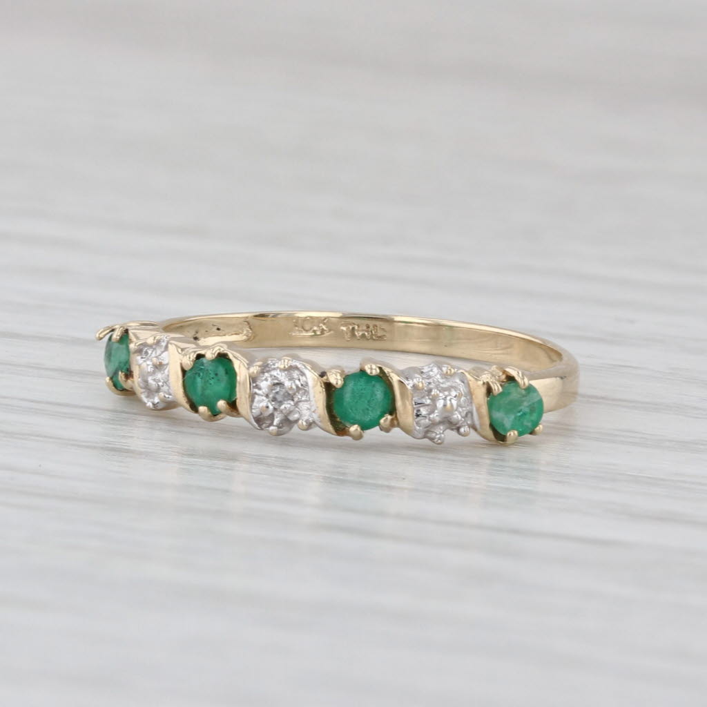 0.26ctw Emerald Diamond Ring 10k Yellow Gold Size 7 Stackable Bridal