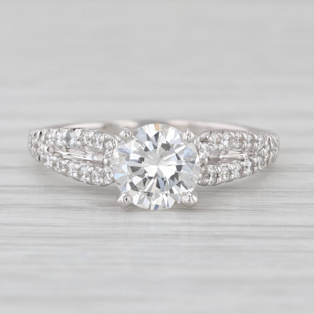 Shane Co GIA 1.35ctw Round Diamond Engagement Ring 14k White Gold Size 7