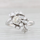 Light Gray Vintage 1.09ctw Diamond Ring 14k White Gold Size 7 Round Cluster