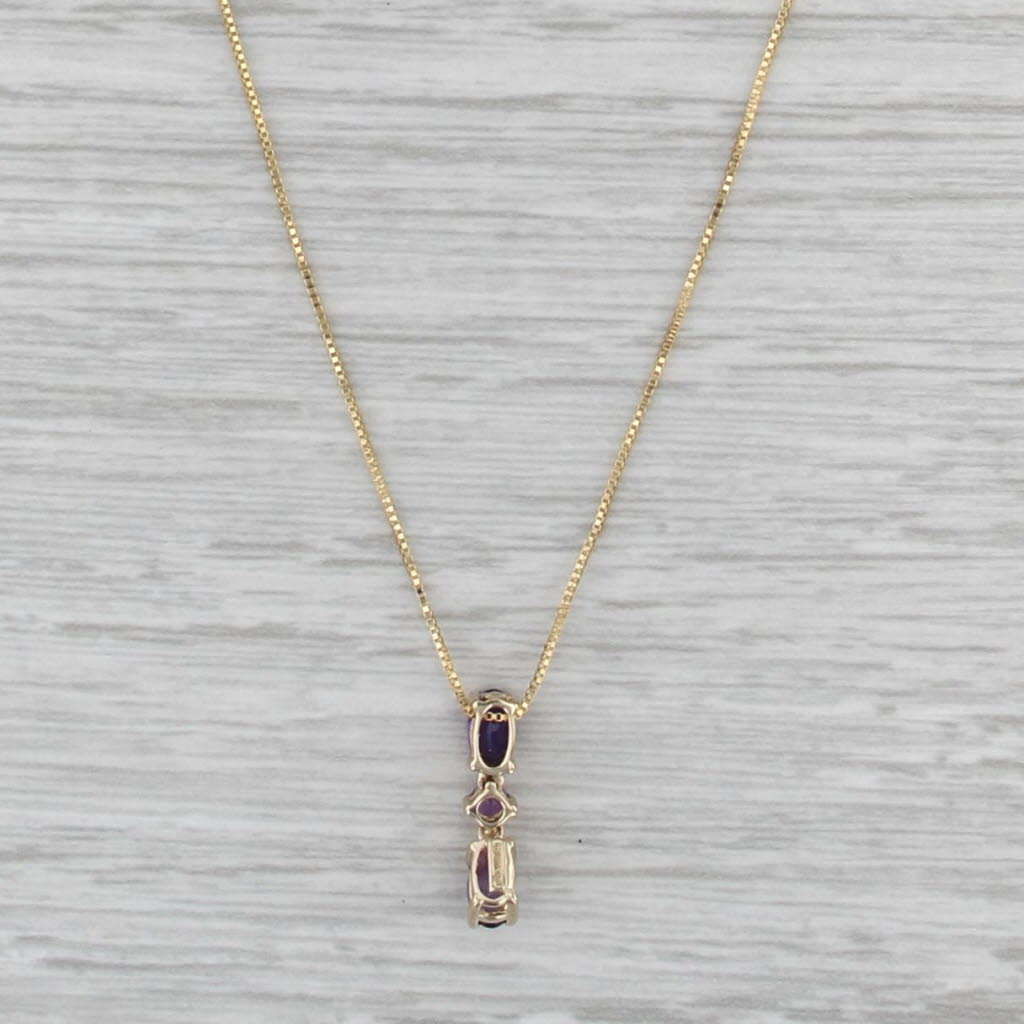 0.48ctw Amethyst 3-Stone Pendant Necklace 10k Yellow Gold 18" Box Chain