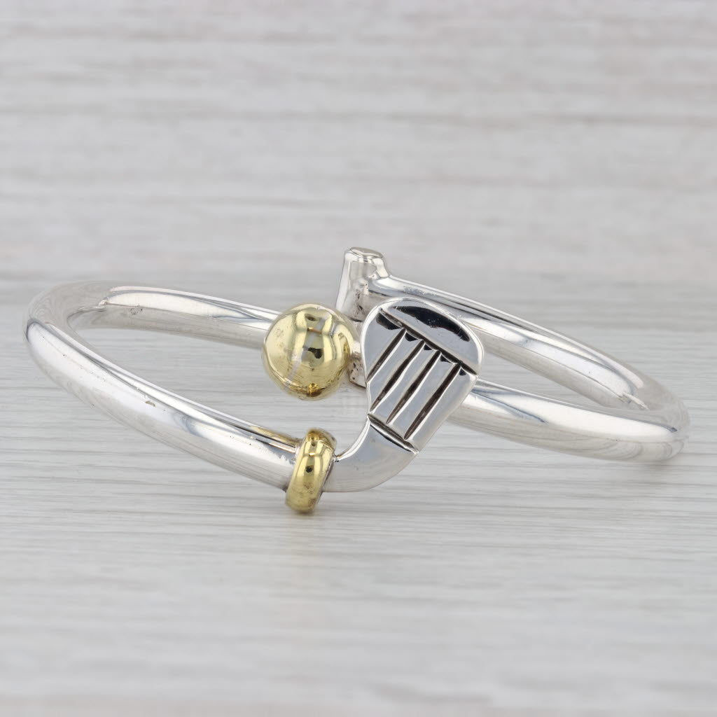 Gray Navika Golf Club Ball Bangle Bracelet Sterling Silver Gold Toned Statement